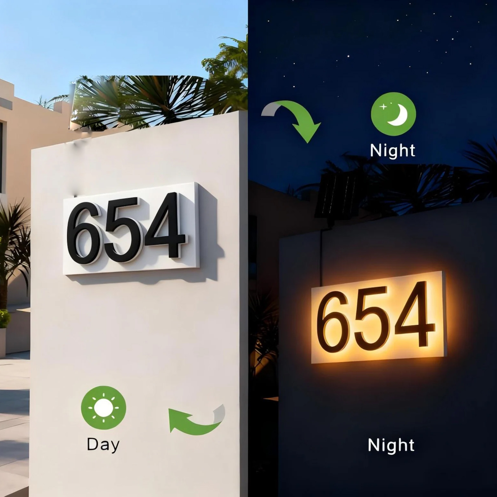 Address Home Office - Modern Metal House Numbers,Custom Backlit Address