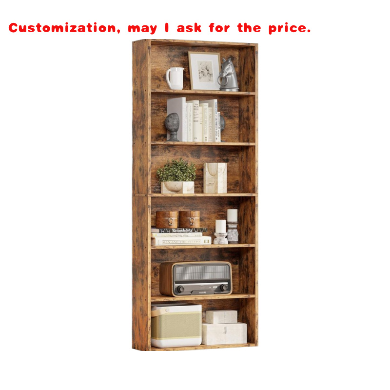 Home Office Industrial Design - custom.Vintage Brown 70-Inch Tall Bookcase 6-Shelf
