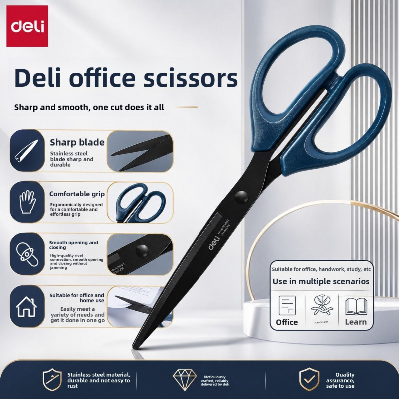 Home Office Freelancer - Deli Black Blade Scissors Stainless Steel