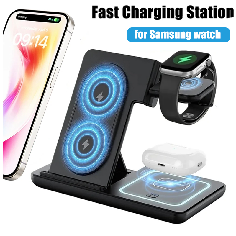 Desk Charging Station - 3 in 1 Foldable Wireless Charger