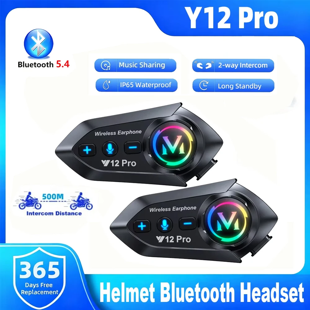 Home Office Headset - Y12 Pro Motorcycle Helmet Bluetooth Intercom