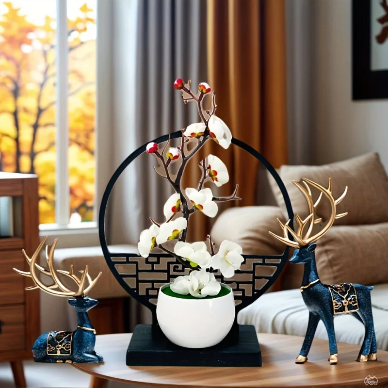 Home Office Headset - Chinese-Style Artificial Plum Blossom Bonsai (Elegant)