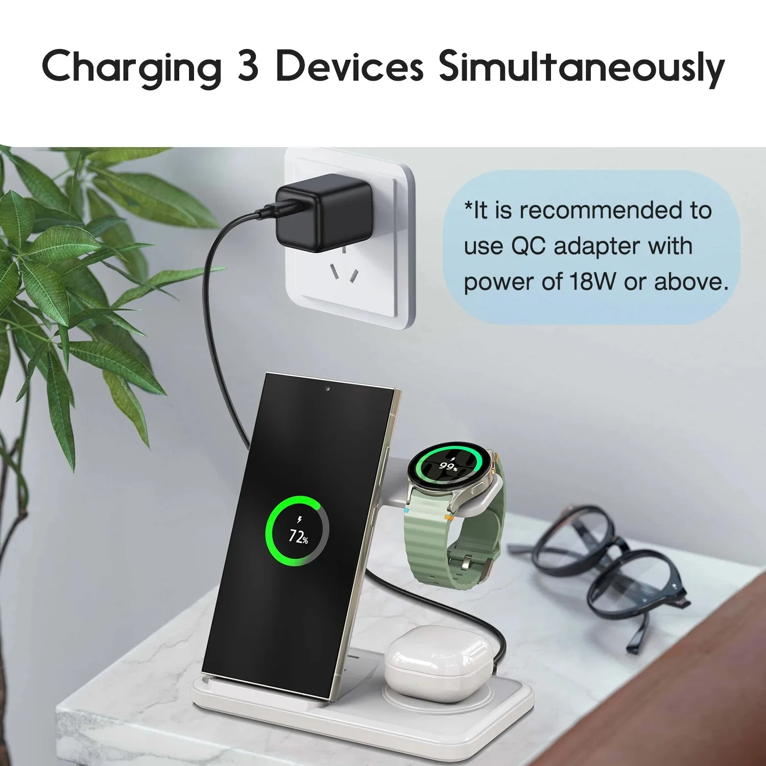 Desktop 3-in-1 Wireless Charge - Desk Charging Station 评论和价格