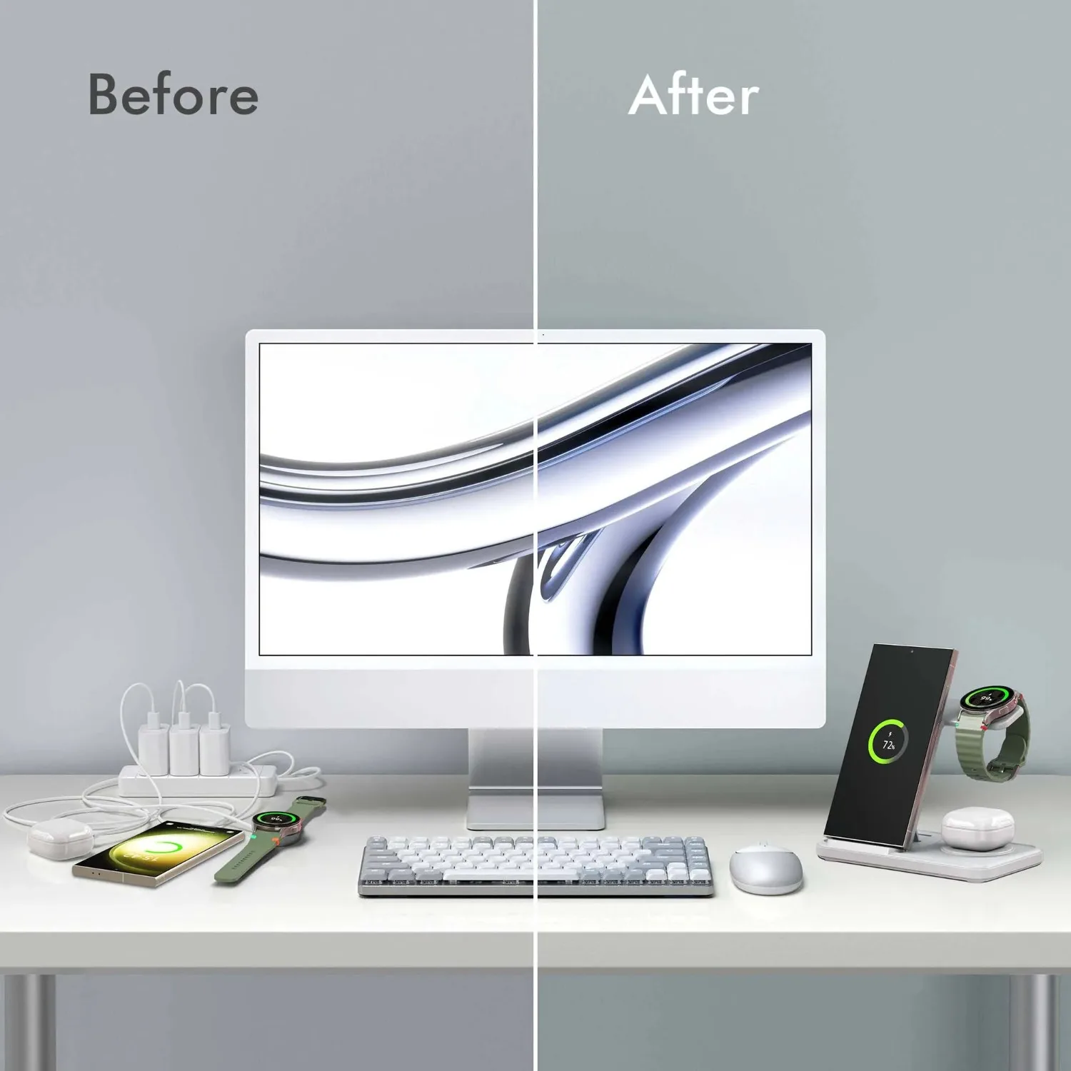 Desktop 3-in-1 Wireless Charge - Desk Charging Station 评论和价格