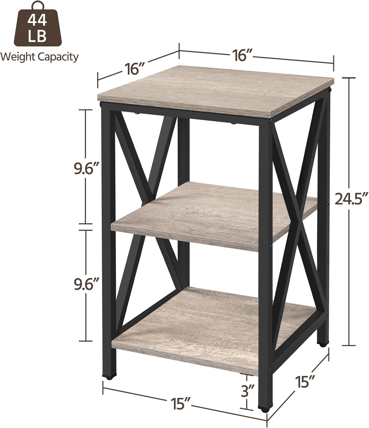 End Table Living Room, 3-Tier  - Home Office Industrial Design 评论和价格