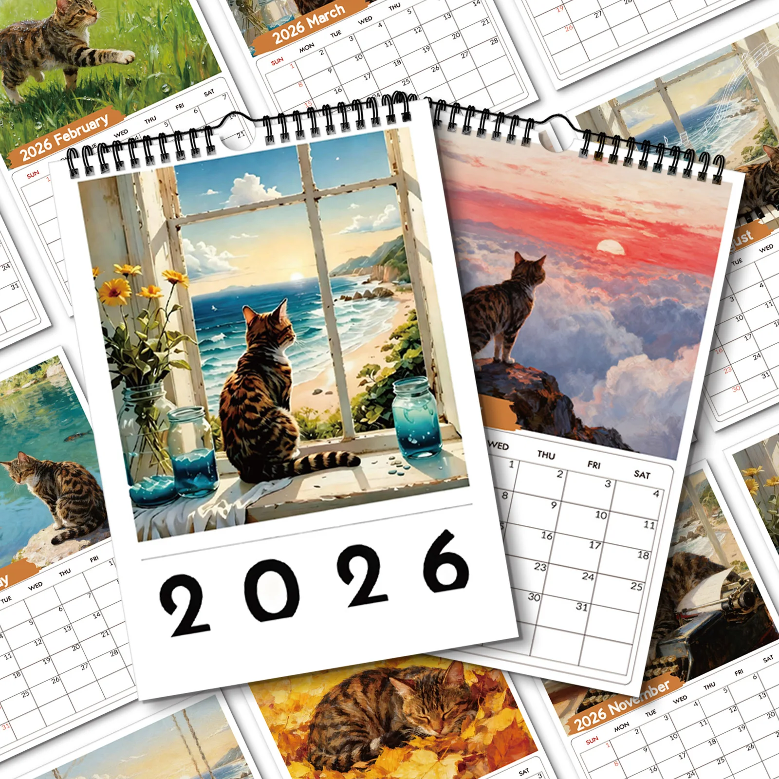 1PC 2026 Wall Calendar, Window - Home Office With View 评论和价格