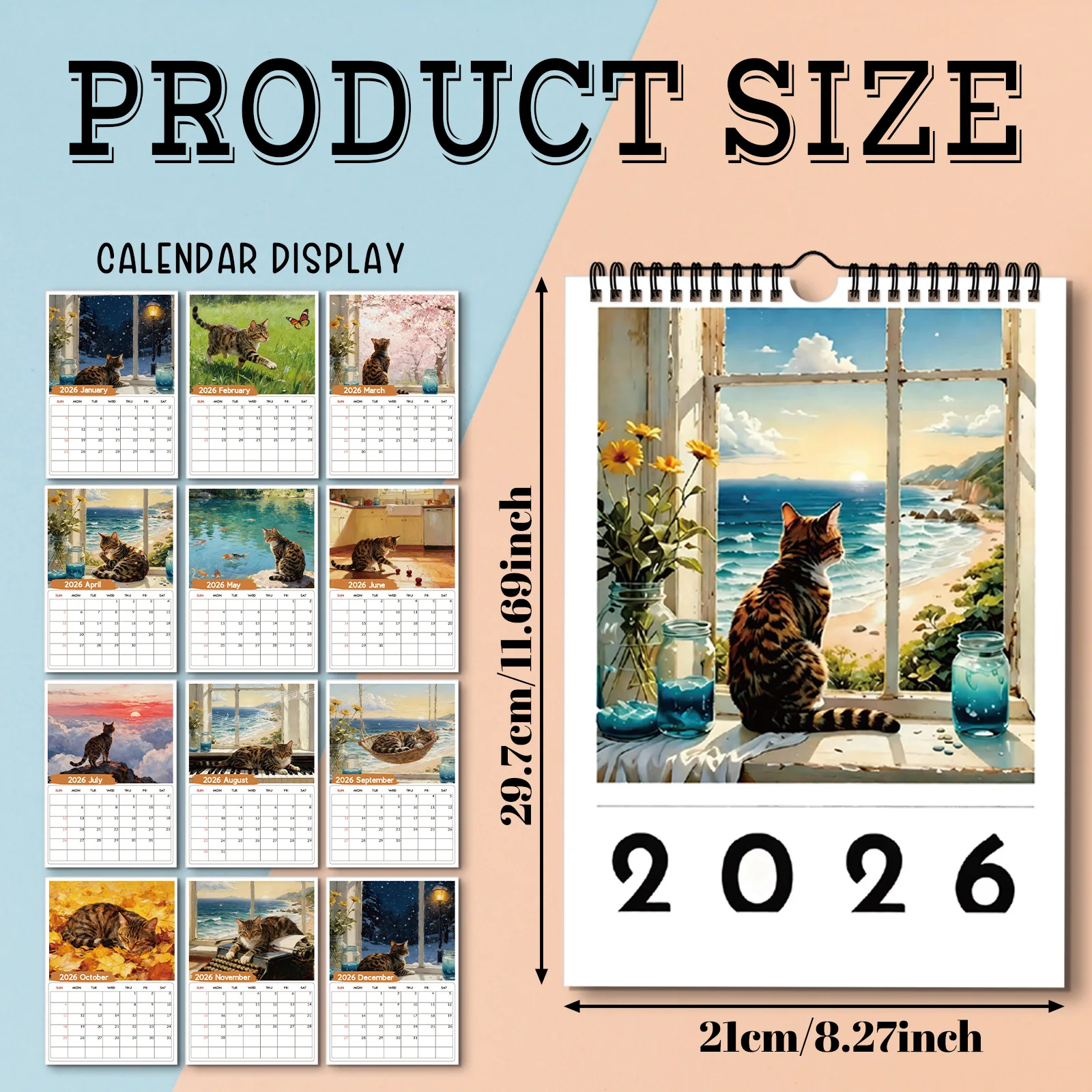 1PC 2026 Wall Calendar, Window - Home Office With View 评论和价格