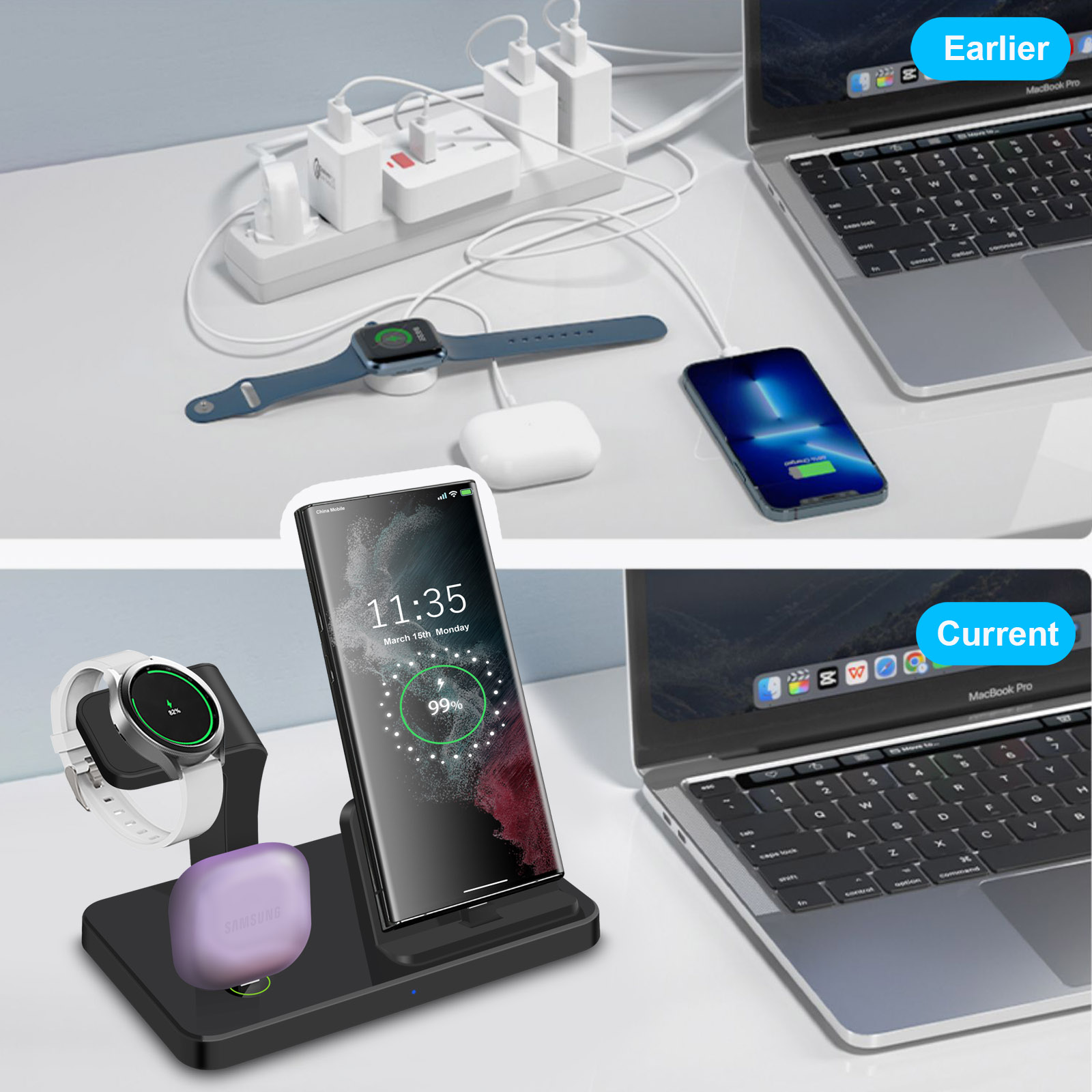 Desk 3 in 1 Type C Port Wirele - Desk Charging Station 评论和价格