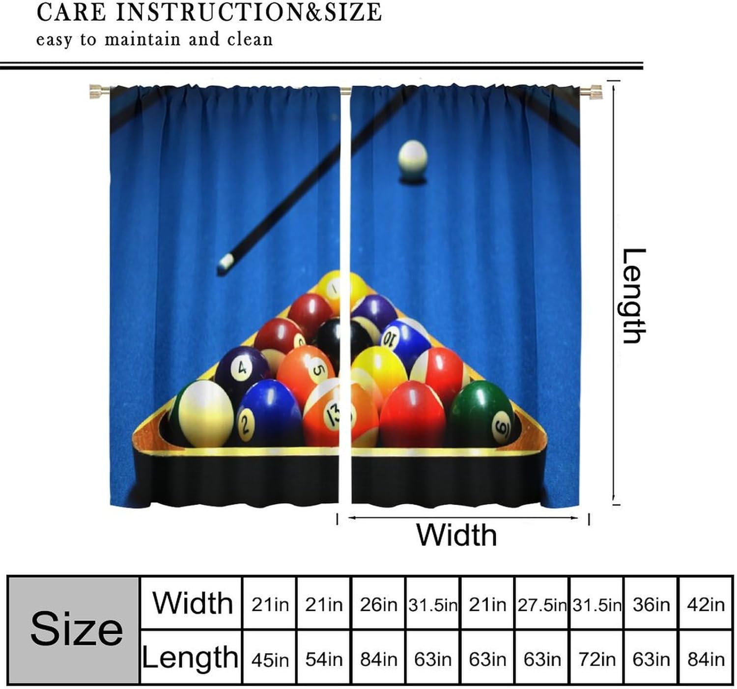 Billiard Sports Curtains, High - Home Office With View 评论和价格