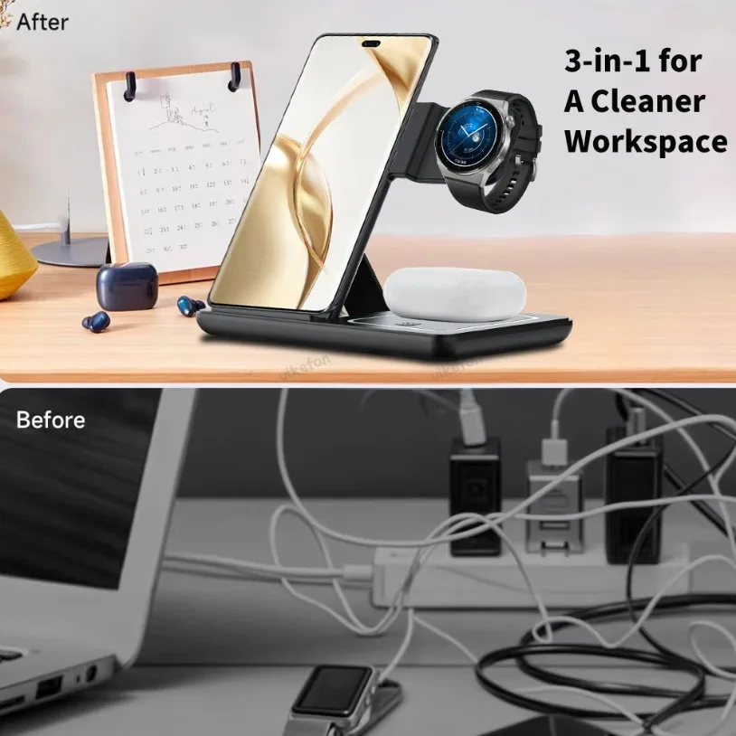 3 in 1 Foldable Wireless Charg - Desk Charging Station 评论和价格