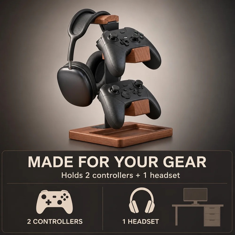 Wooden Headphone Stand Gaming  - Home Office Headset 评论和价格