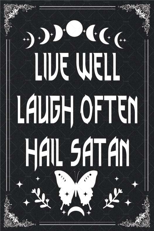 Goth Metal Tin Sign Live Well  - Home Office Inspiration 评论和价格