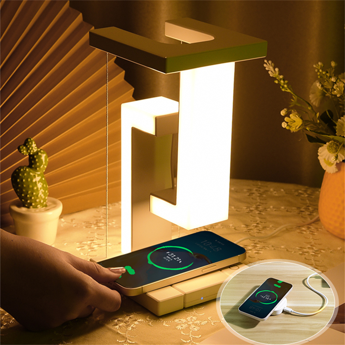 Floating Desk Lamp With Wirele - Desk Charging Station 评论和价格