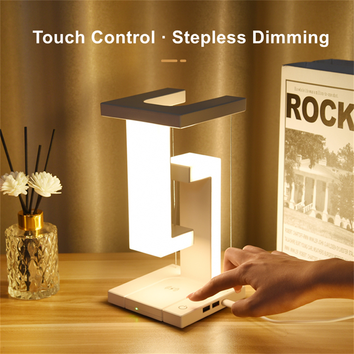 Floating Desk Lamp With Wirele - Desk Charging Station 评论和价格