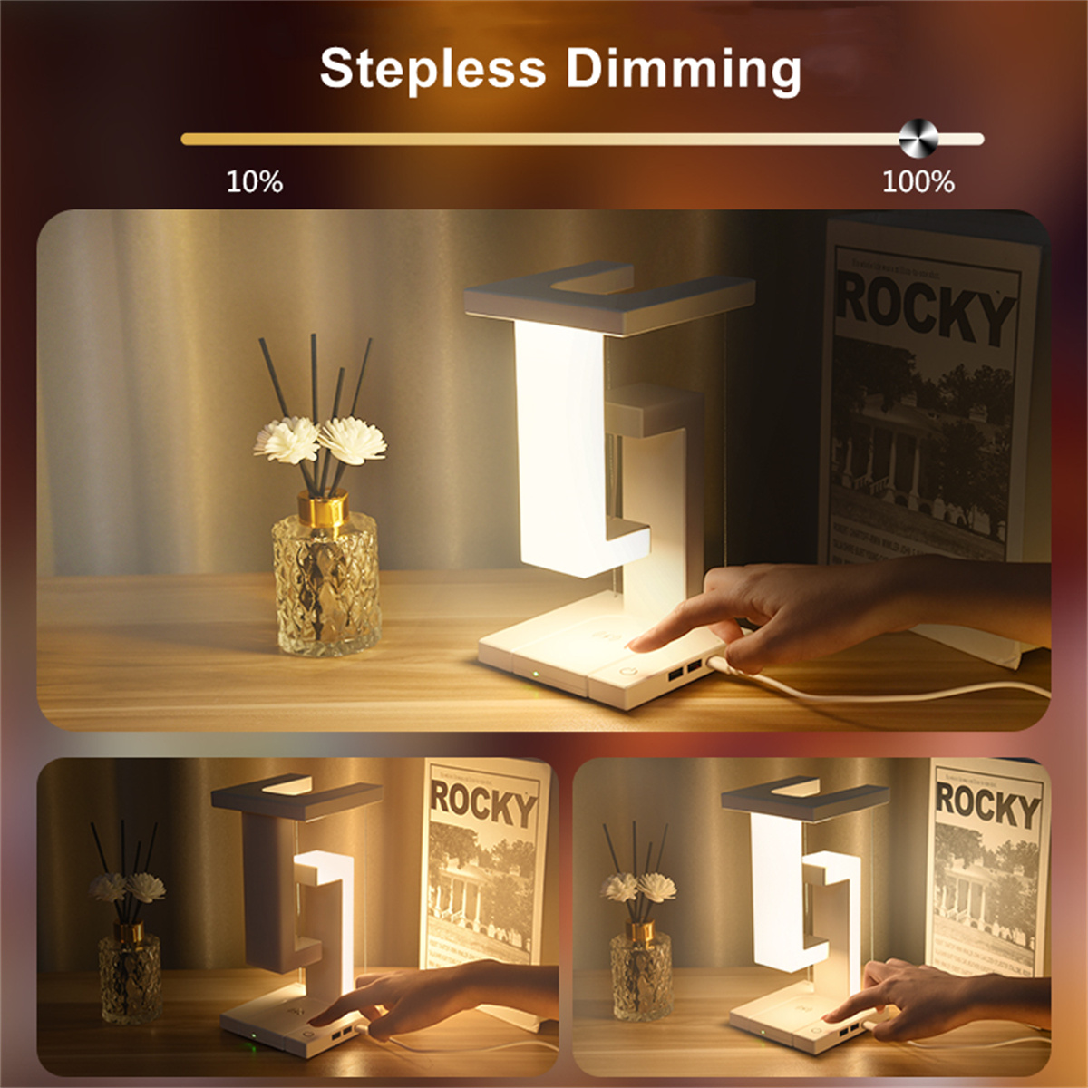 Floating Desk Lamp With Wirele - Desk Charging Station 评论和价格